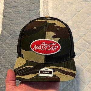 NASCAR Camouflage Trucker Hat with Red Logo